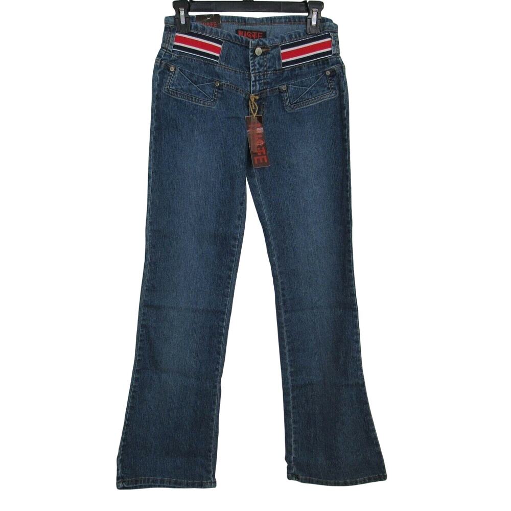 Miste Stretch Jeans Flare Cut Medium Wash Size 7 Women’s with Belt NWT
